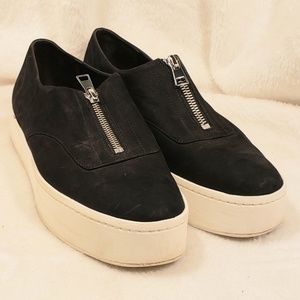 Vince Black and Cream Platform Loafers
